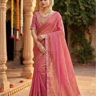 Synthetic Matching Saree with Blouse Piece for Premium Ethnic and Traditional Wear | KPS-SOUL
