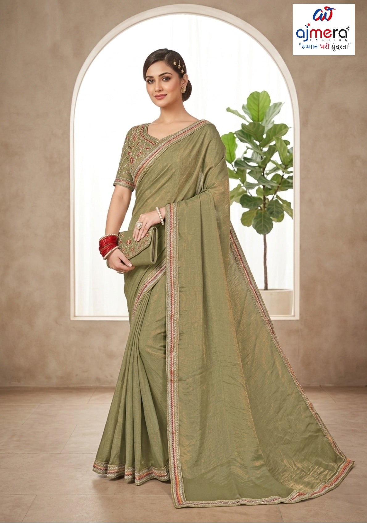 Synthetic Matching Saree with Blouse Piece for Premium Ethnic and Traditional Wear | KPS-KARAN