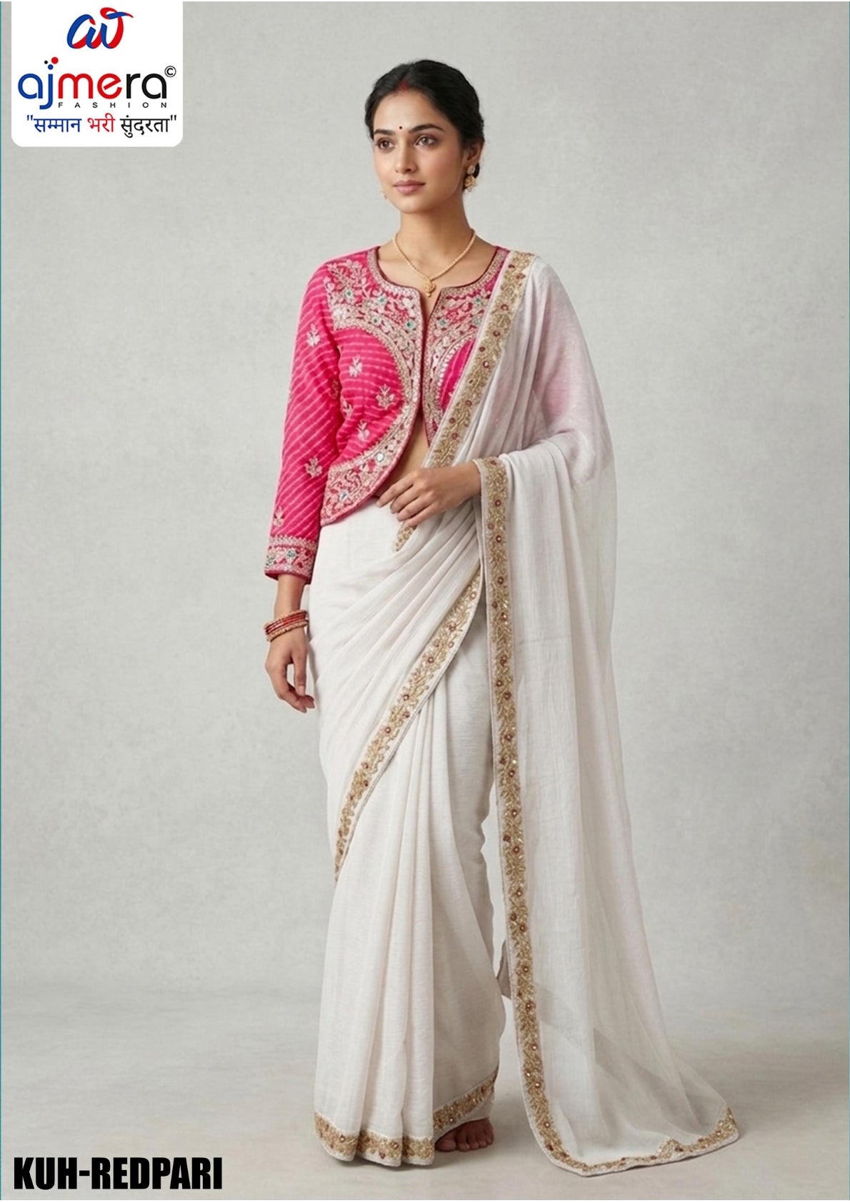 Dyed Fancy Matching Saree with Blouse Piece for Premium Ethnic and Traditional Wear | KUH-REDPARI