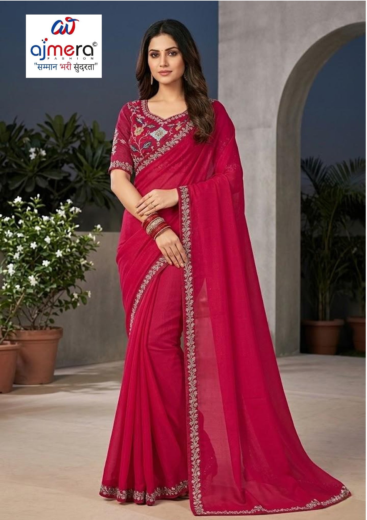 Ladies Matching Saree with Blouse Piece for Premium Ethnic and Traditional Wear | PRM-KROMI