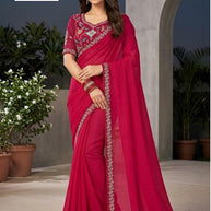 Ladies Matching Saree with Blouse Piece for Premium Ethnic and Traditional Wear | PRM-KROMI