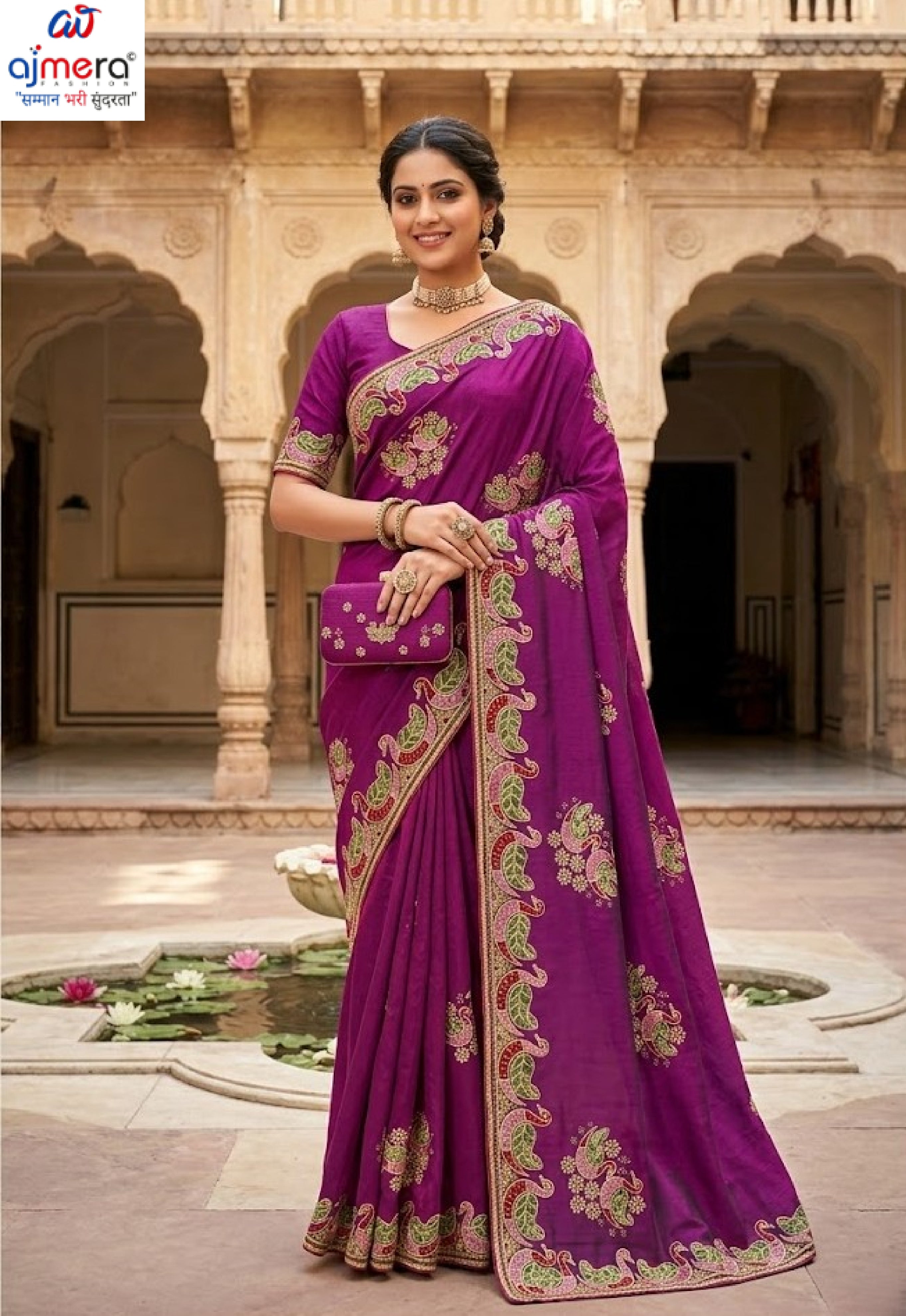 Embroidered Fancy Saree with Blouse Piece for Premium Ethnic and Traditional Wear | PSC-BROWNIE-4353