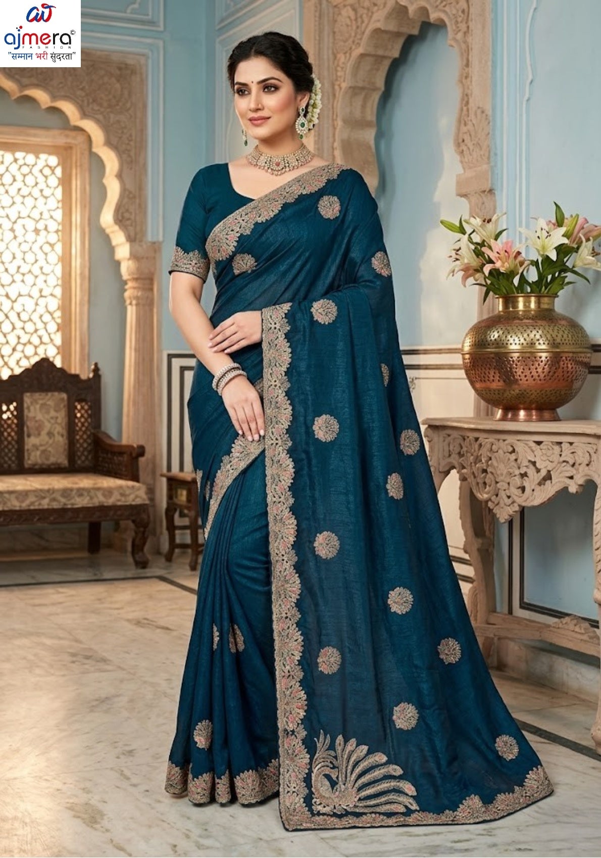 Synthetic Matching Saree with Blouse Piece for Premium Ethnic and Traditional Wear | MTE-GOLDEN FEATHER