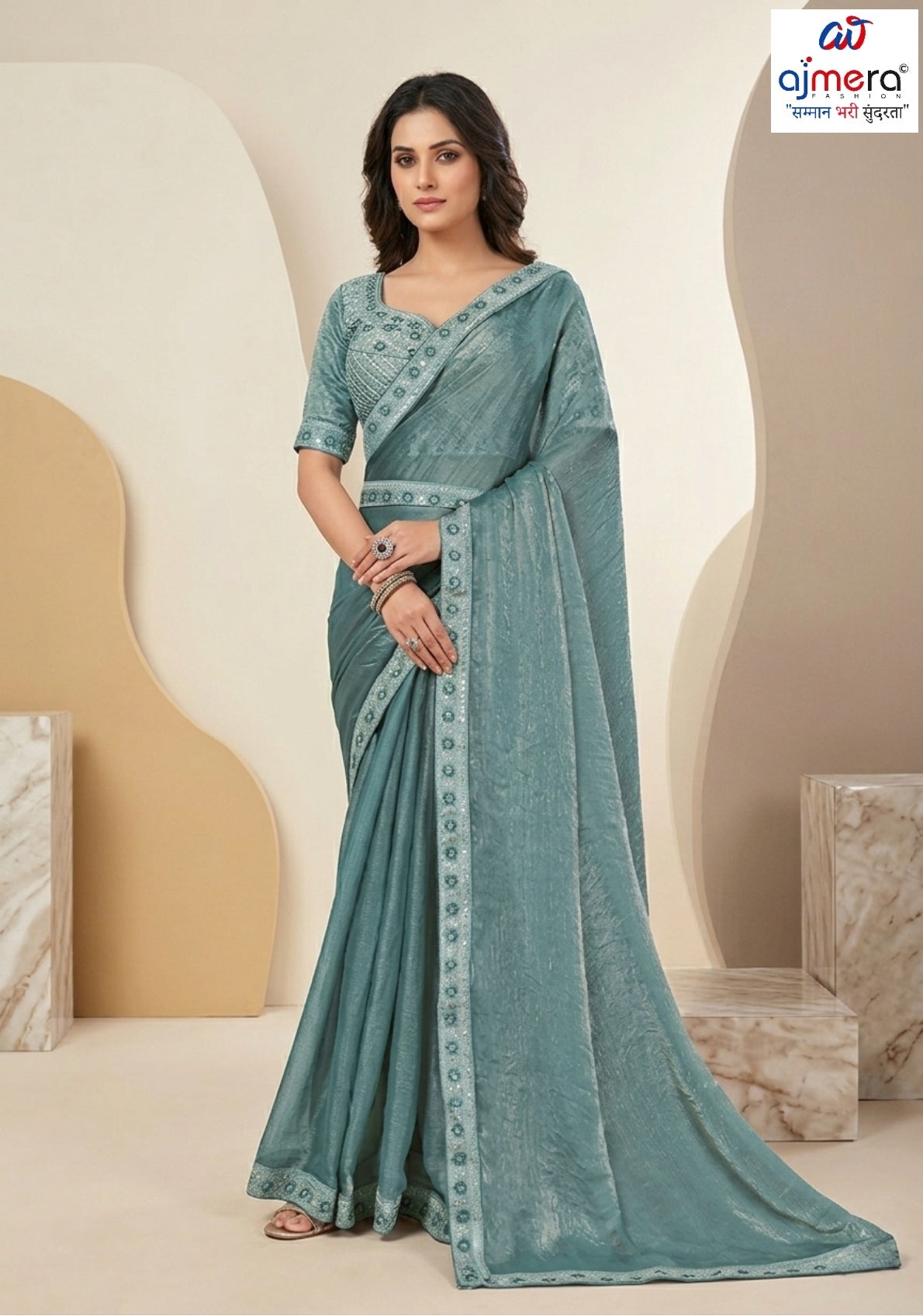 Party Wear Matching Saree with Blouse Piece for Premium Ethnic and Traditional Wear | KPS-MOTOROLA