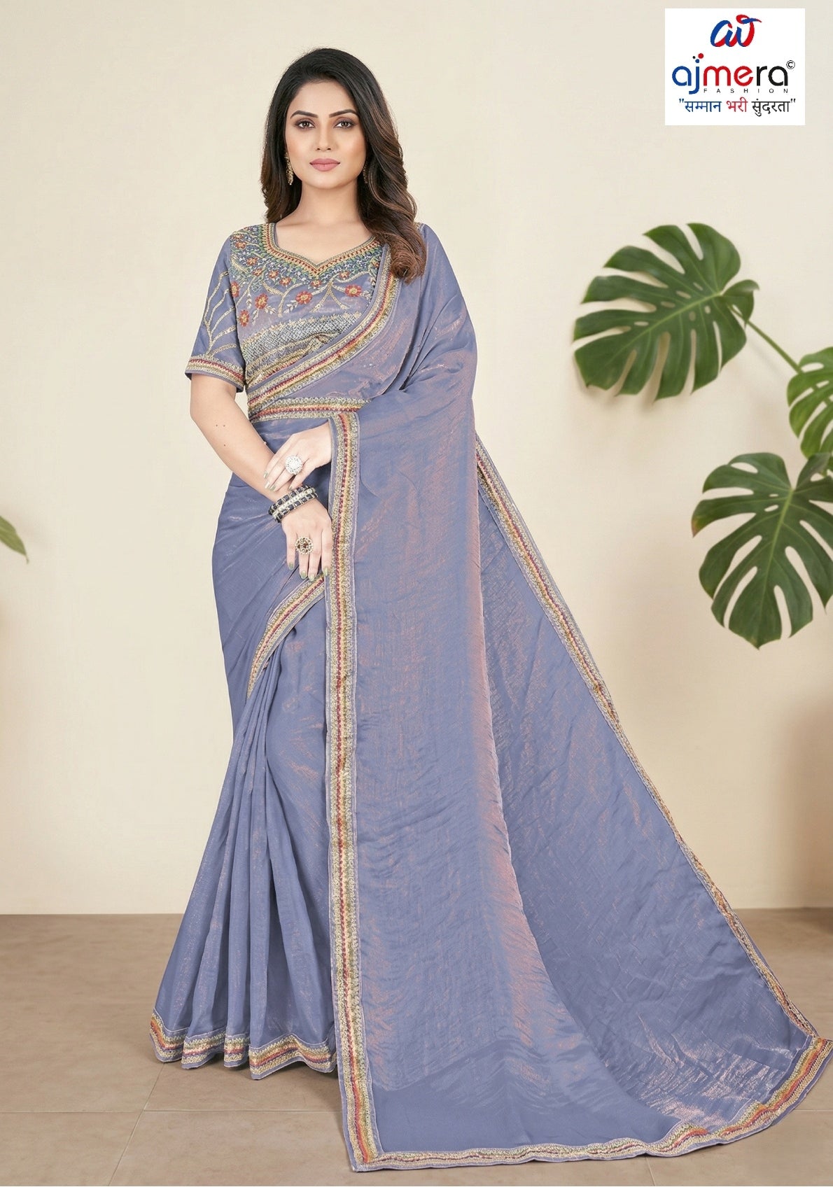 Synthetic Matching Saree with Blouse Piece for Premium Ethnic and Traditional Wear | KPS-KARAN