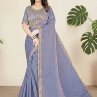 Synthetic Matching Saree with Blouse Piece for Premium Ethnic and Traditional Wear | KPS-KARAN