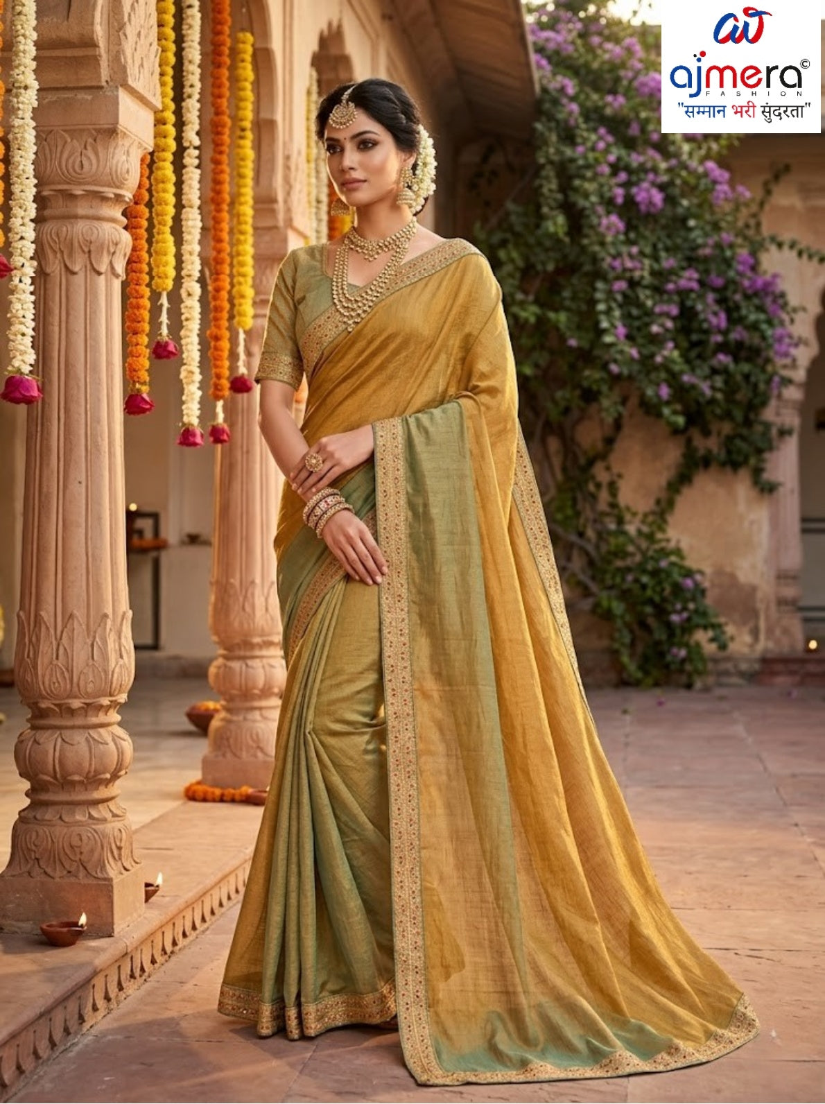 Ladies Matching Saree with Blouse Piece for Premium Ethnic and Traditional Wear | KPS-MARIGOLD