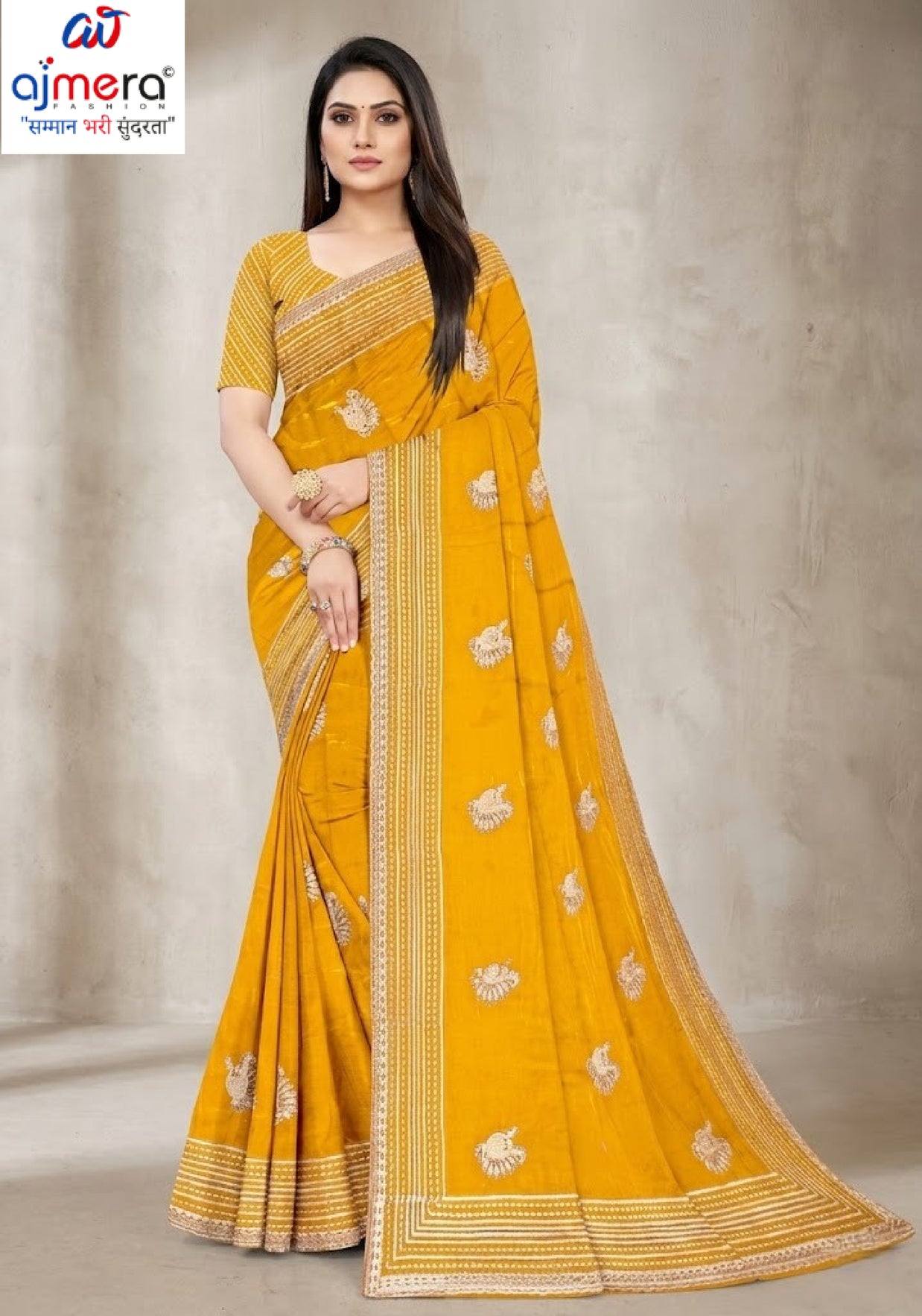Dyed Fancy Matching Saree with Blouse Piece for Premium Ethnic and Traditional Wear | VKM-TOP GUN