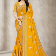 Dyed Fancy Matching Saree with Blouse Piece for Premium Ethnic and Traditional Wear | VKM-TOP GUN