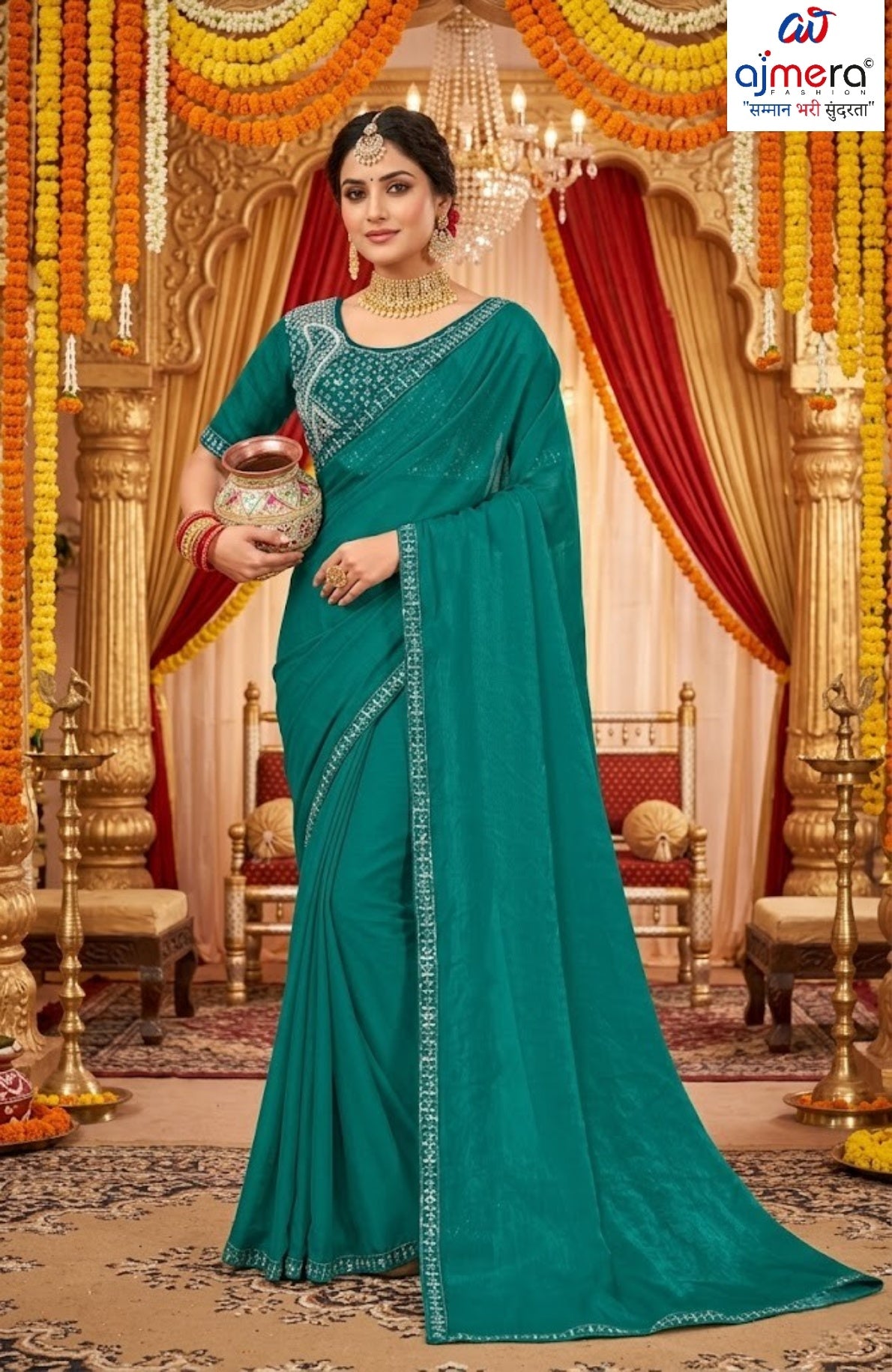Ethnic Matching Saree with Blouse Piece for Premium Ethnic and Traditional Wear | KPS-JANVIKA