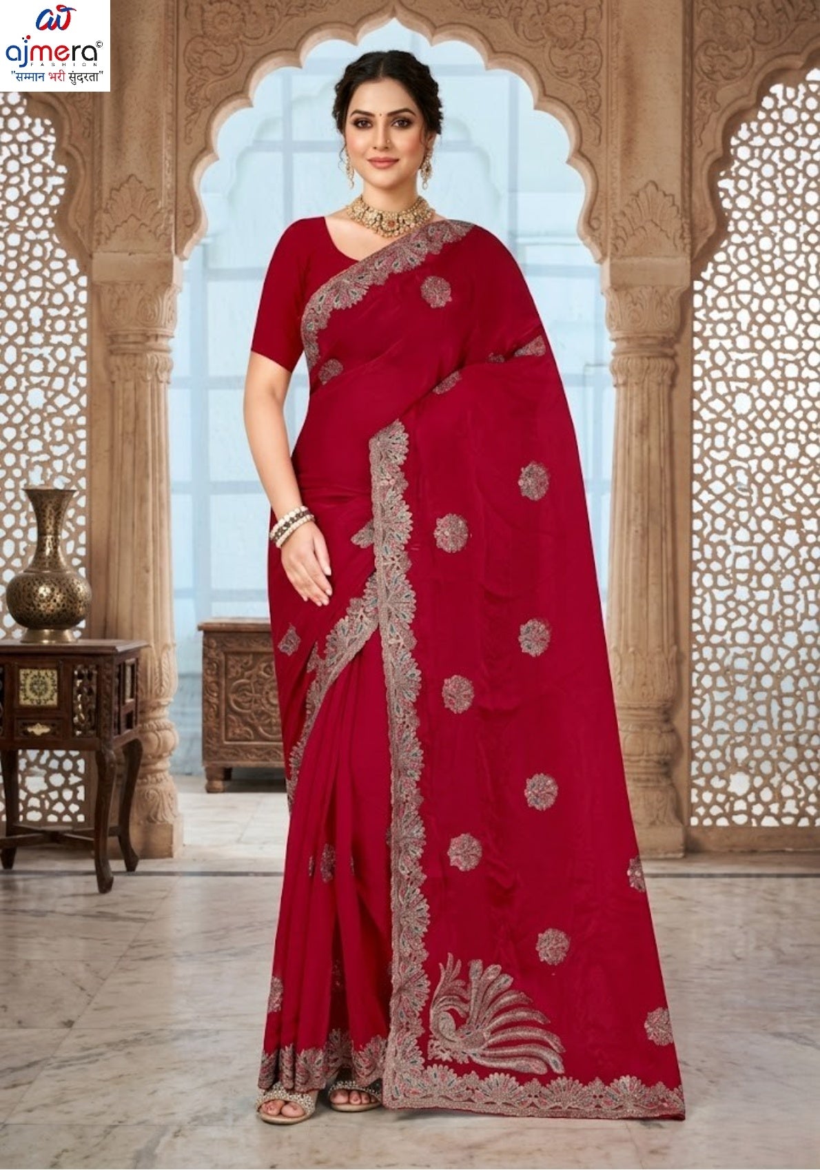 Synthetic Matching Saree with Blouse Piece for Premium Ethnic and Traditional Wear | MTE-GOLDEN FEATHER