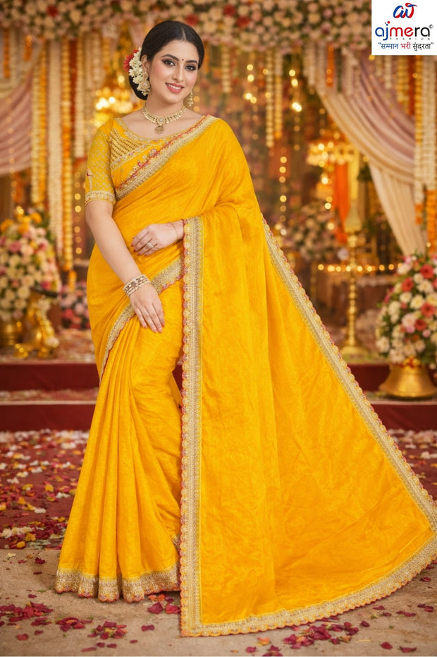 Embroidered Fancy Saree with Blouse Piece for Premium Ethnic and Traditional Wear | KPS-TOM