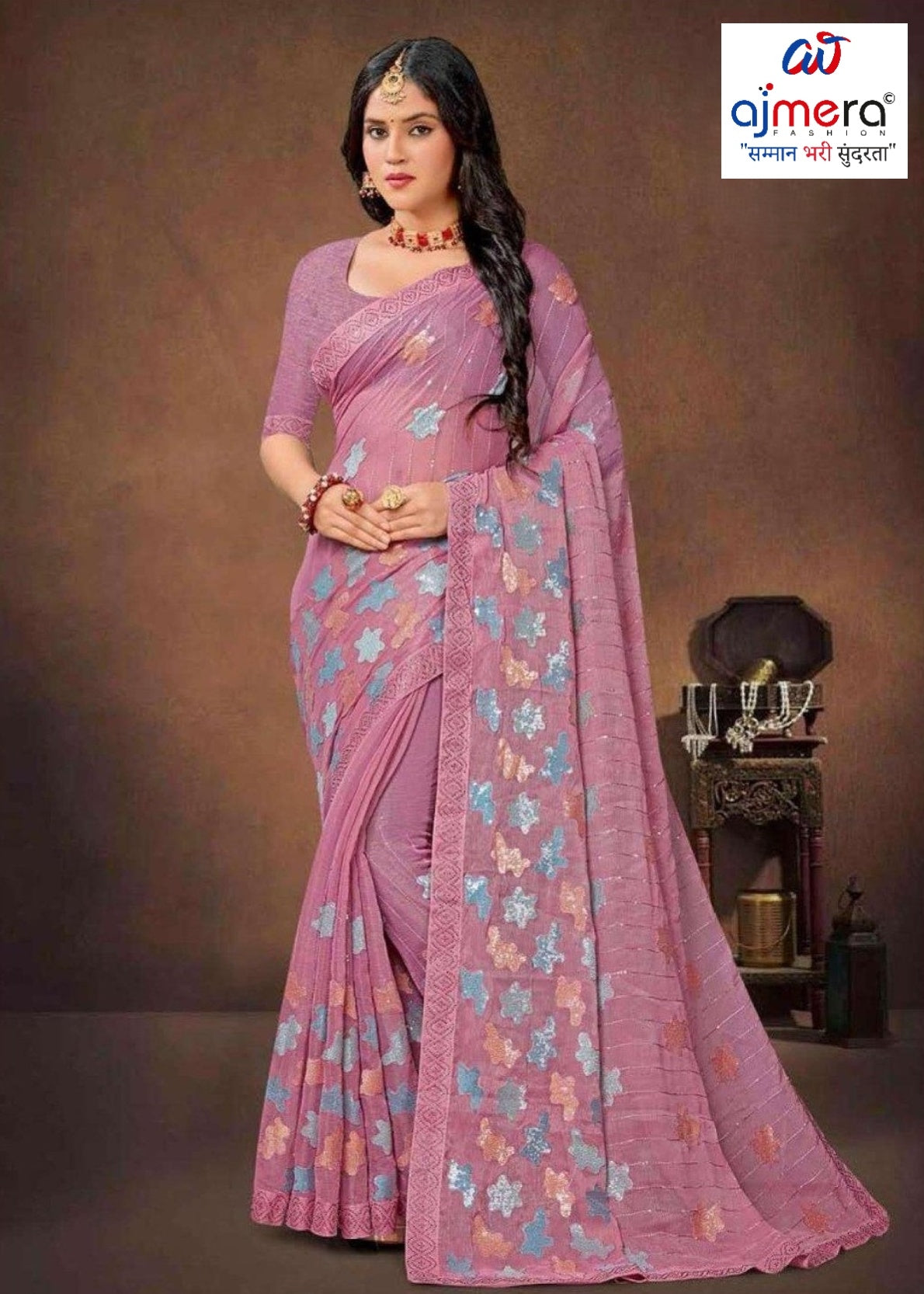 Synthetic Matching Saree with Blouse Piece for Premium Ethnic and Traditional Wear | VCR-NEXA