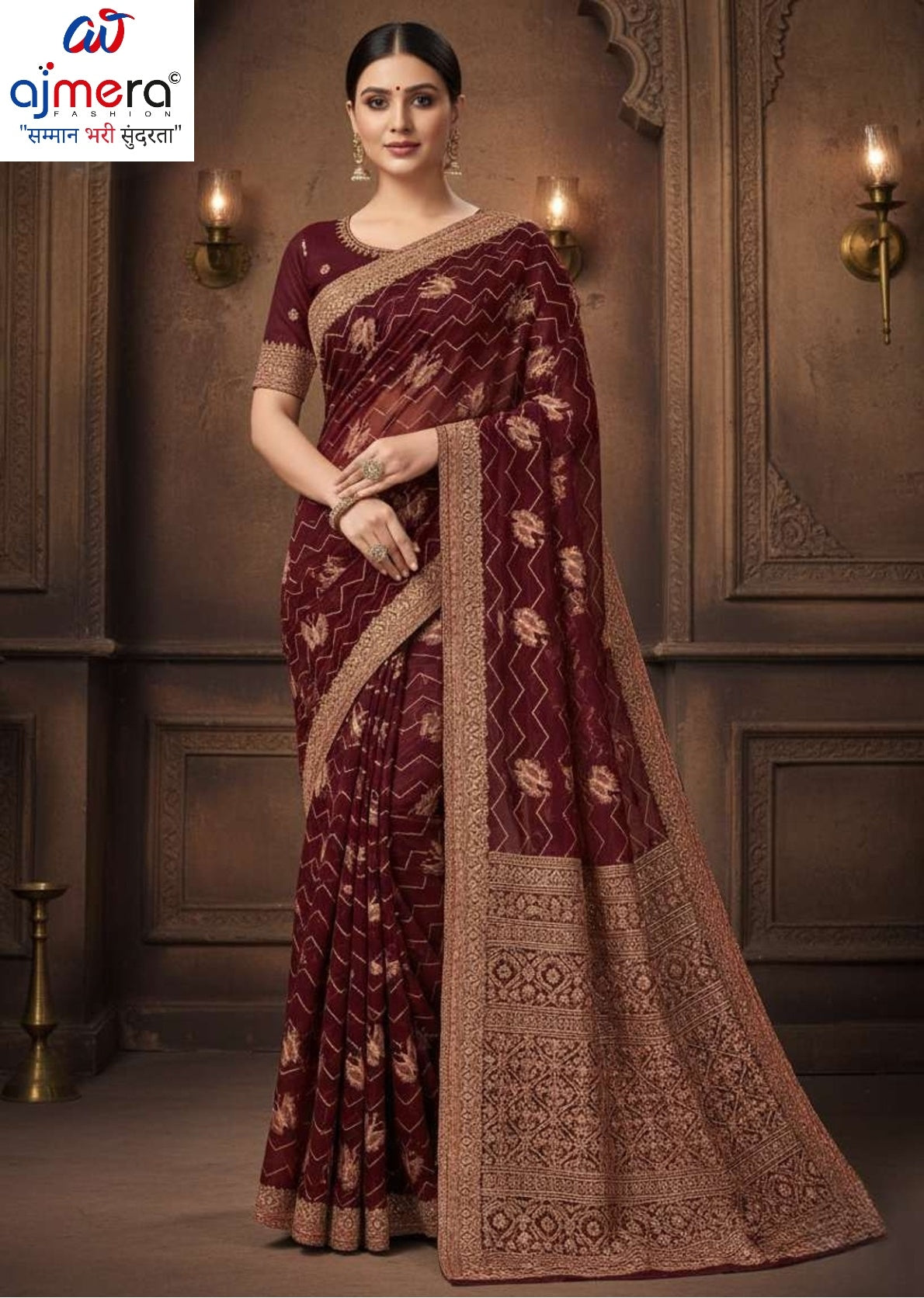 Synthetic Matching Saree with Blouse Piece for Premium Ethnic and Traditional Wear | VKM-SAVITRI