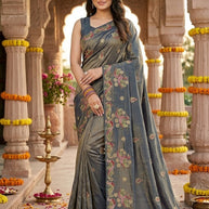 Embroidered Fancy Saree with Blouse Piece for Premium Ethnic and Traditional Wear | PSC-BROWNIE-4353