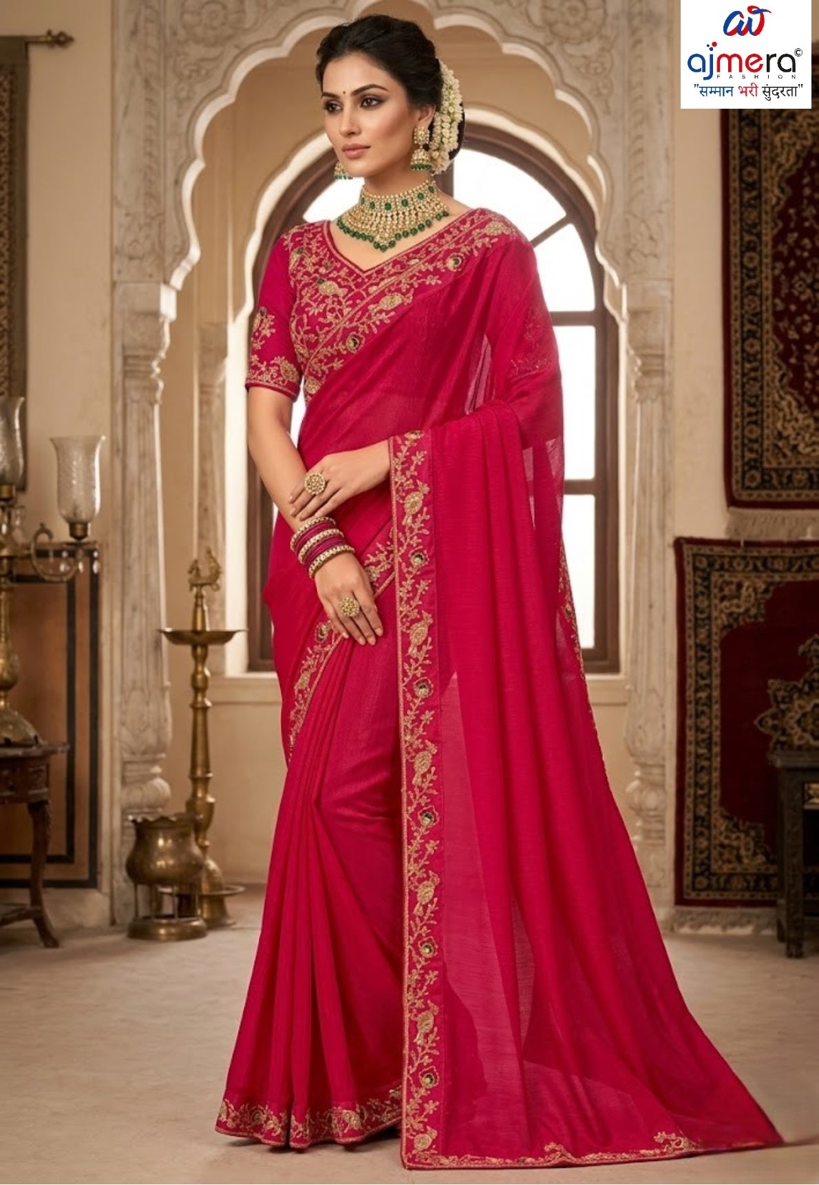 KPS-AMRUDLadies Matching Saree with Blouse Piece for Premium Ethnic and Traditional Wear | KPS-AMRUD