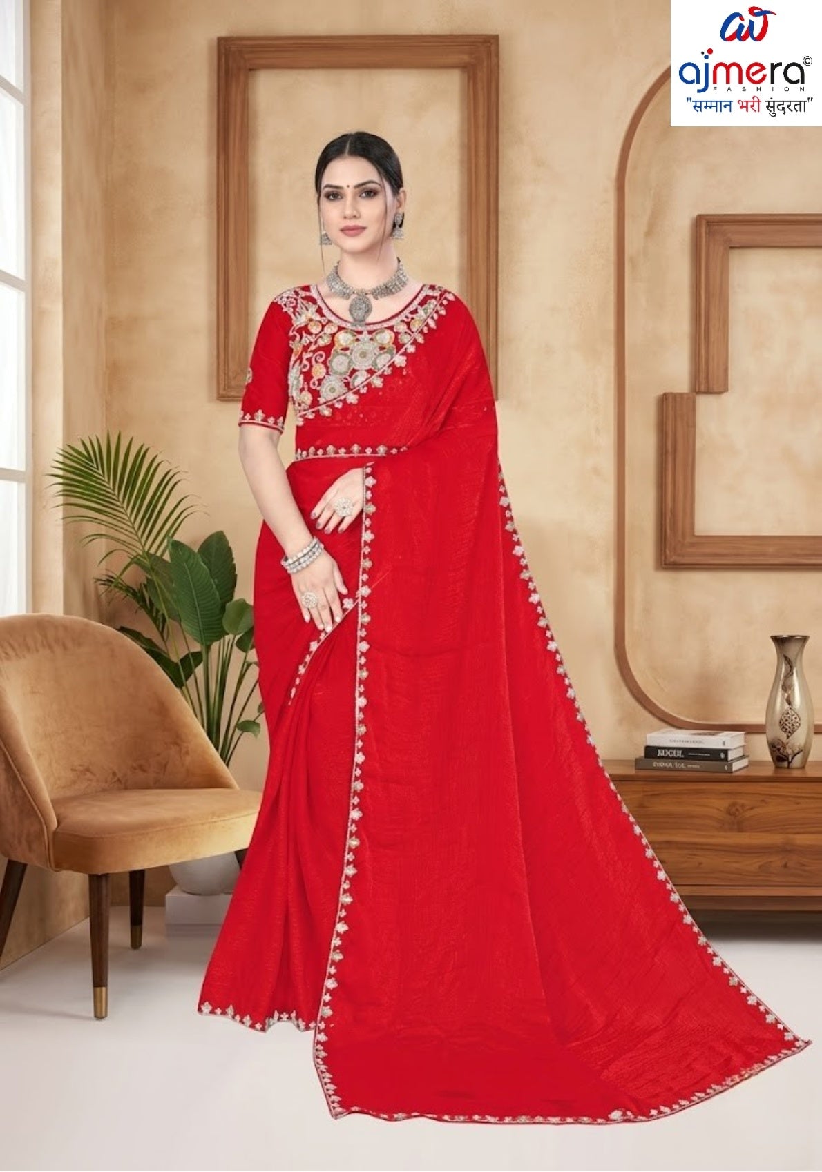 Embroidered Fancy Saree with Blouse Piece for Premium Ethnic and Traditional Wear | KPS-BABY JOHN