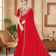 Embroidered Fancy Saree with Blouse Piece for Premium Ethnic and Traditional Wear | KPS-BABY JOHN