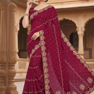 Ladies Matching Saree with Blouse Piece for Premium Ethnic and Traditional Wear | VKM-JAAFERI