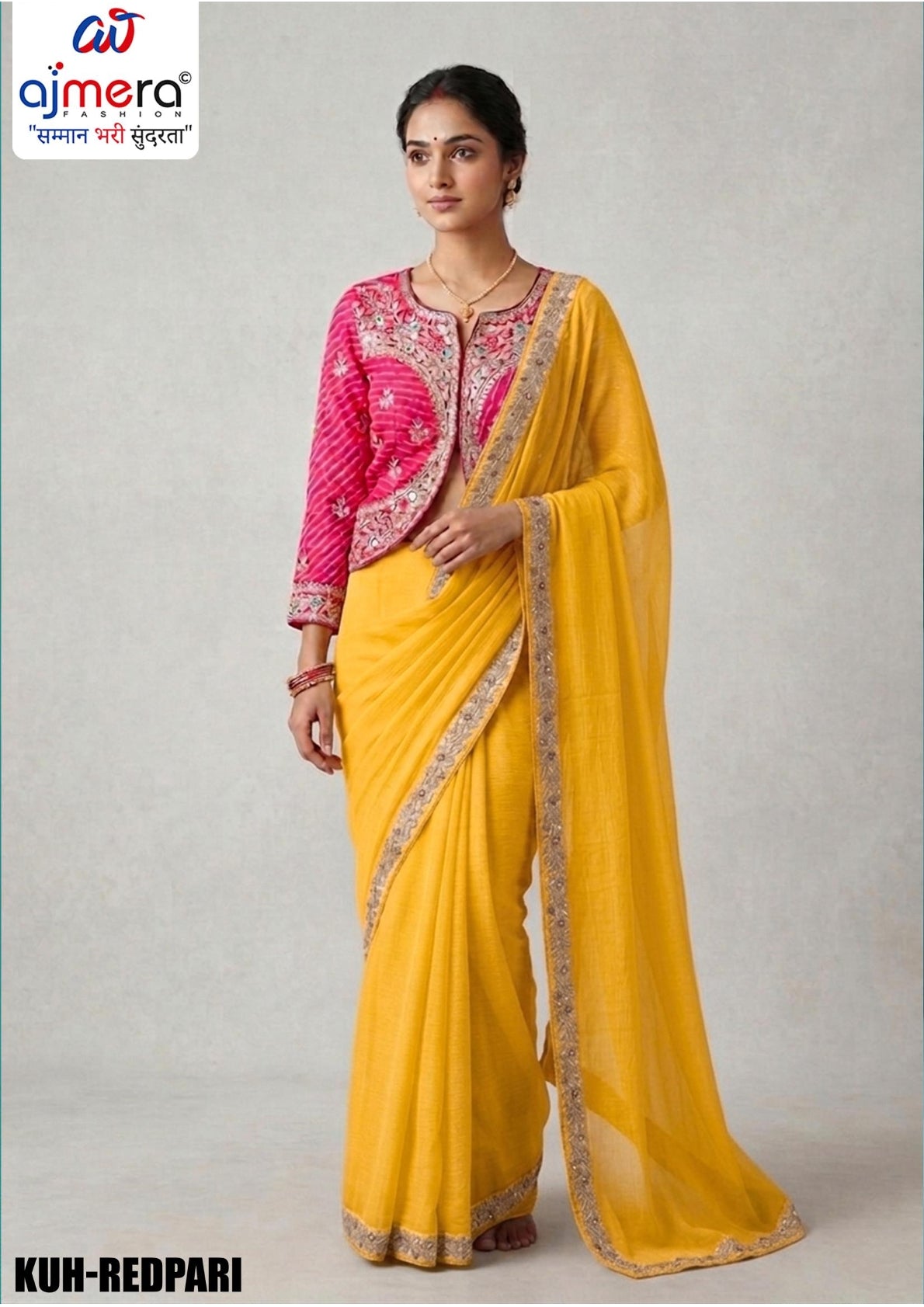 Dyed Fancy Matching Saree with Blouse Piece for Premium Ethnic and Traditional Wear | KUH-REDPARI