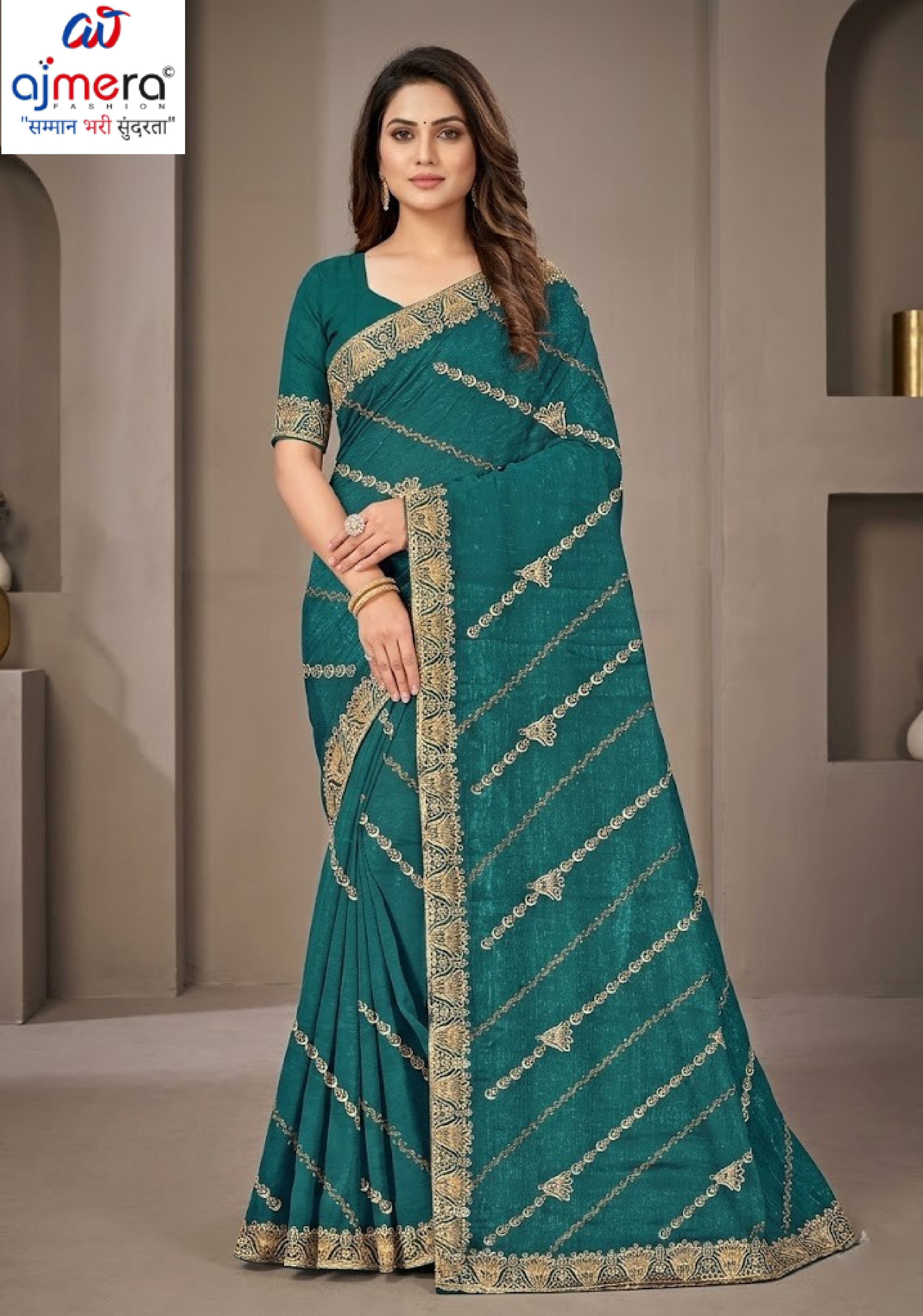 Matching Saree with Blouse Piece for Premium Ethnic and Traditional Wear | VKM-WILD FIRE