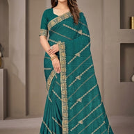 Matching Saree with Blouse Piece for Premium Ethnic and Traditional Wear | VKM-WILD FIRE