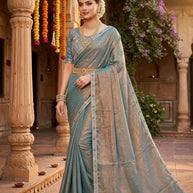Synthetic Matching Saree with Blouse Piece for Premium Ethnic and Traditional Wear | KPS-SOUL