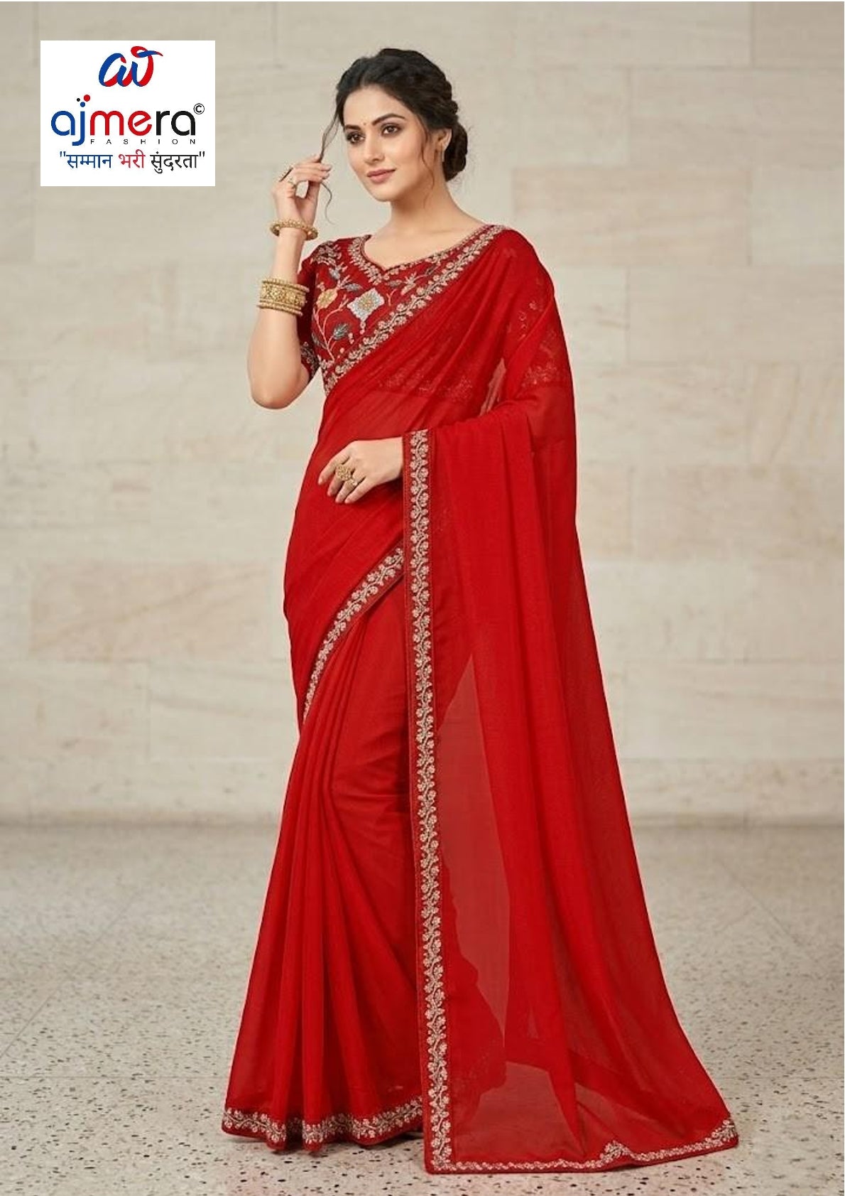 Ladies Matching Saree with Blouse Piece for Premium Ethnic and Traditional Wear | PRM-KROMI