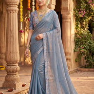 Synthetic Matching Saree with Blouse Piece for Premium Ethnic and Traditional Wear | KPS-SOUL