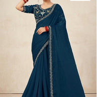 Ladies Matching Saree with Blouse Piece for Premium Ethnic and Traditional Wear | PRM-KROMI