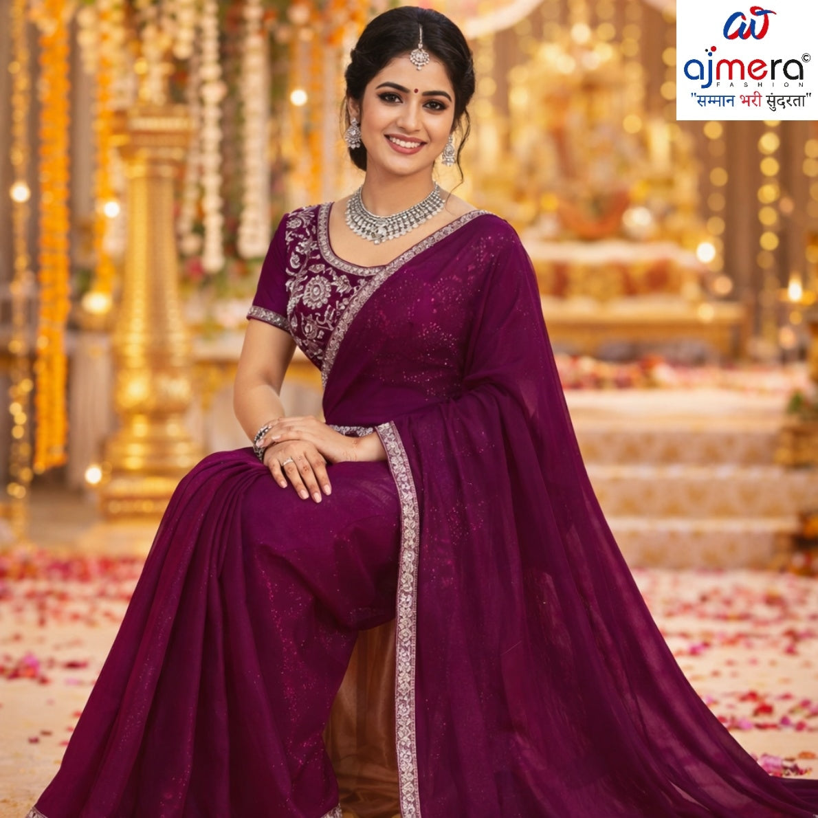 Party Wear Matching Saree with Blouse Piece for Premium Ethnic and Traditional Wear | KPS-GATHA