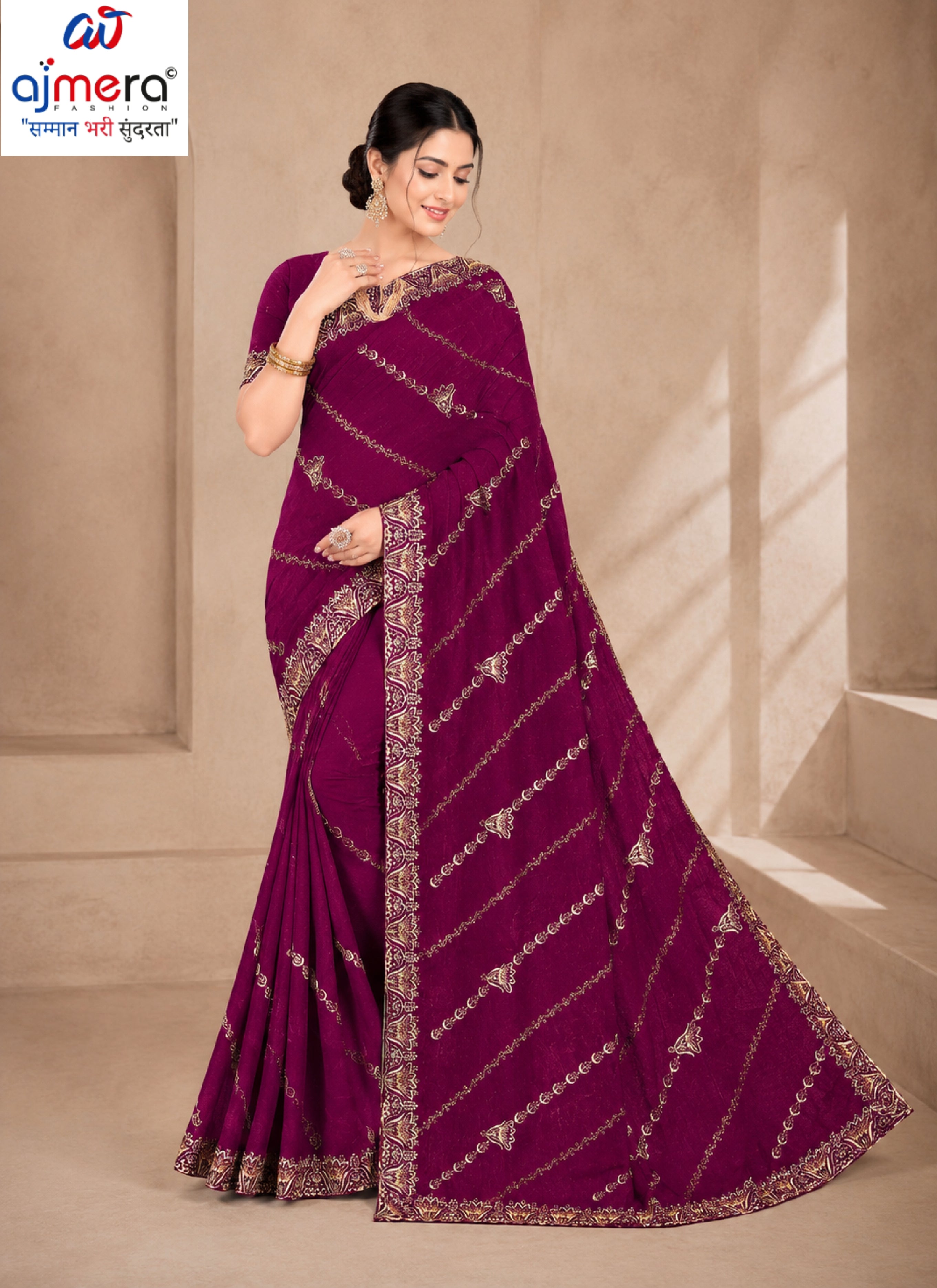 Matching Saree with Blouse Piece for Premium Ethnic and Traditional Wear | VKM-WILD FIRE