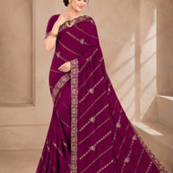 Matching Saree with Blouse Piece for Premium Ethnic and Traditional Wear | VKM-WILD FIRE