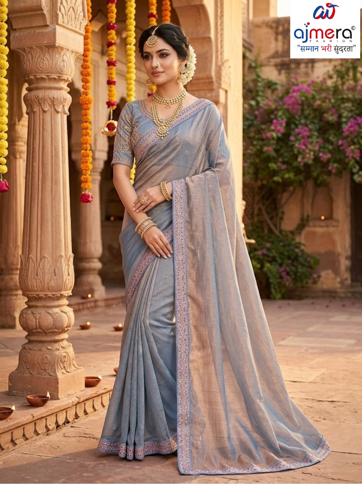 Ladies Matching Saree with Blouse Piece for Premium Ethnic and Traditional Wear | KPS-MARIGOLD