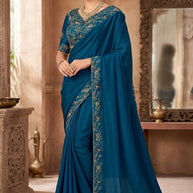 KPS-AMRUDLadies Matching Saree with Blouse Piece for Premium Ethnic and Traditional Wear | KPS-AMRUD