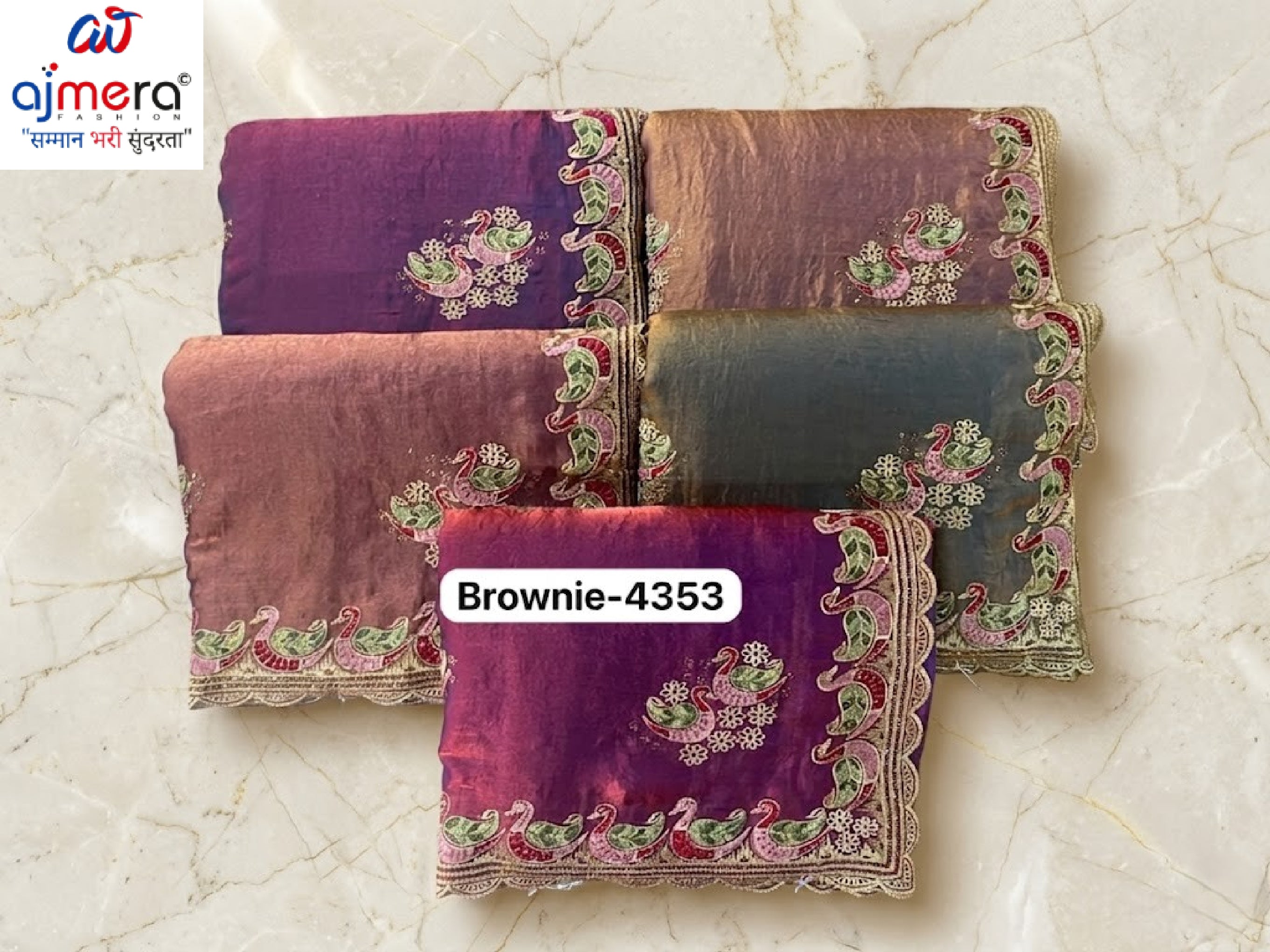 Embroidered Fancy Saree with Blouse Piece for Premium Ethnic and Traditional Wear | PSC-BROWNIE-4353