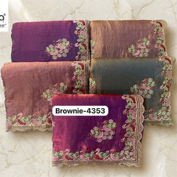 Embroidered Fancy Saree with Blouse Piece for Premium Ethnic and Traditional Wear | PSC-BROWNIE-4353