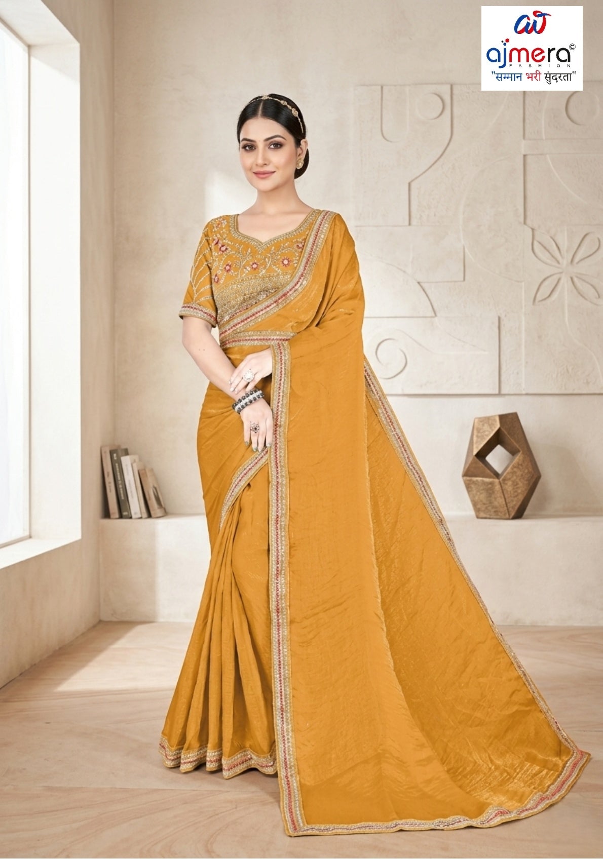 Synthetic Matching Saree with Blouse Piece for Premium Ethnic and Traditional Wear | KPS-KARAN