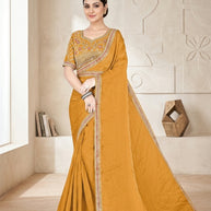 Synthetic Matching Saree with Blouse Piece for Premium Ethnic and Traditional Wear | KPS-KARAN