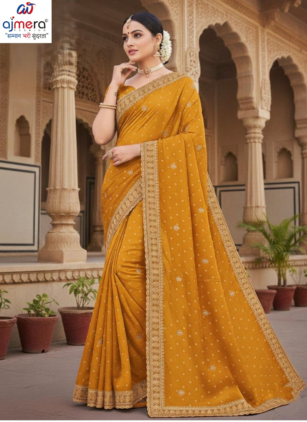Ladies Matching Saree with Blouse Piece for Premium Ethnic and Traditional Wear | VKM-JAAFERI