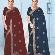 Synthetic Matching Saree with Blouse Piece for Premium Ethnic and Traditional Wear | MTE-GOLDEN FEATHER