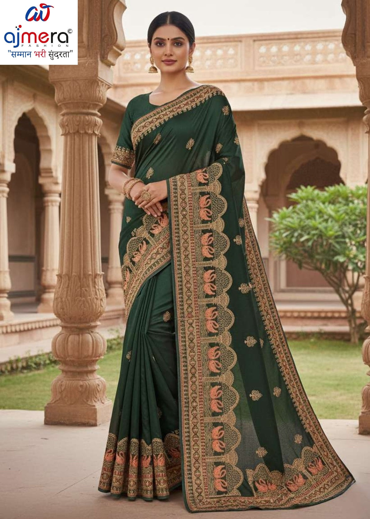 Synthetic Matching Saree with Blouse Piece for Premium Ethnic and Traditional Wear | VKM-SAVITRI