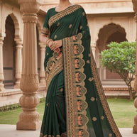 Synthetic Matching Saree with Blouse Piece for Premium Ethnic and Traditional Wear | VKM-SAVITRI