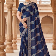Embroidered Fancy Saree with Blouse Piece for Premium Ethnic and Traditional Wear | VKM-LAL BADSHAH