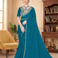 Embroidered Fancy Saree with Blouse Piece for Premium Ethnic and Traditional Wear | KPS-BABY JOHN