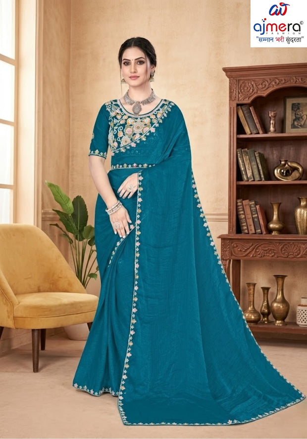 Embroidered Fancy Saree with Blouse Piece for Premium Ethnic and Traditional Wear | KPS-BABY JOHN