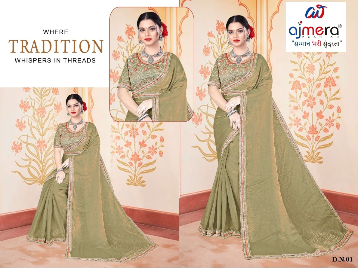 Synthetic Matching Saree with Blouse Piece for Premium Ethnic and Traditional Wear | KPS-KARAN