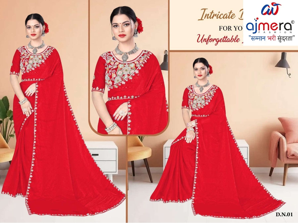 Embroidered Fancy Saree with Blouse Piece for Premium Ethnic and Traditional Wear | KPS-BABY JOHN