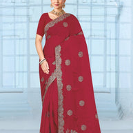 Synthetic Matching Saree with Blouse Piece for Premium Ethnic and Traditional Wear | MTE-GOLDEN FEATHER