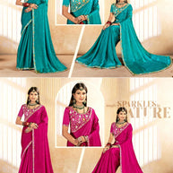 Party Wear Matching Saree with Blouse Piece for Premium Ethnic and Traditional Wear | KPS-BADAM
